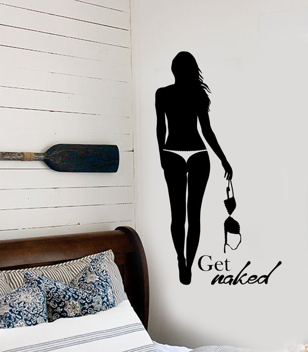 Vinyl Wall Decal Hot Sexy Get Naked Girl In Underwear Stickers (3061ig)