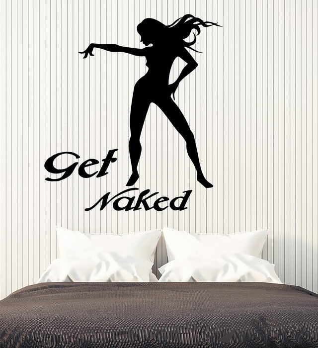 Vinyl Wall Decal Sexy Get Naked Girl Silhouette Striptease Stickers (2476ig)