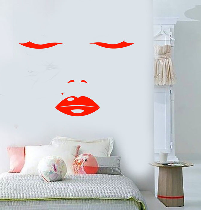 Vinyl Wall Decal Sexy Girl Face Eyelashes Lips  Beauty Spot Stickers Unique Gift (1595ig)