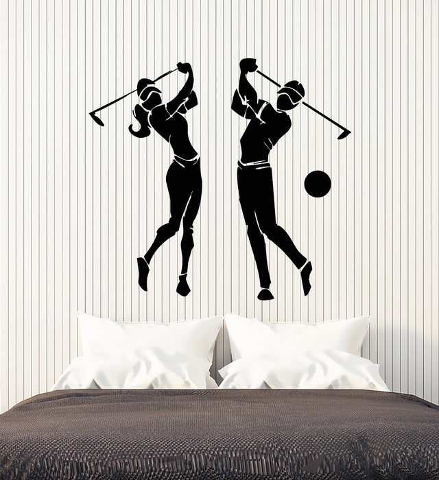 Vinyl Wall Decal Golf Club Sport Players Man And Woman Stickers (2526ig)