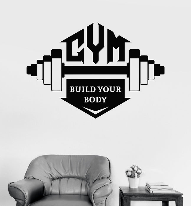 Vinyl Wall Decal Gym Quote Bodybuilding Fitness Sports Motivation Stickers Unique Gift (ig3285)