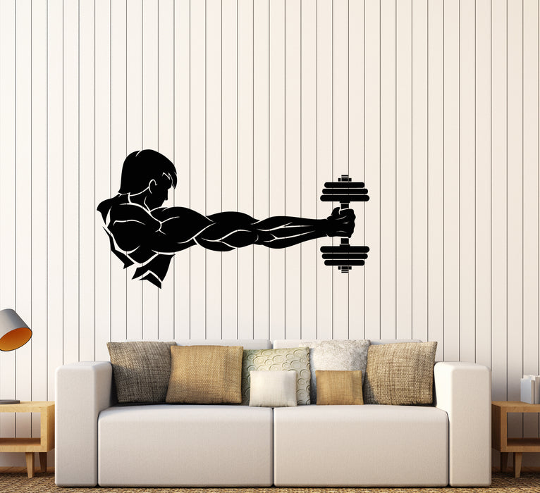 Vinyl Wall Decal Gym Fitness Dumbbell Muscles Sport Body Stickers (3599ig)