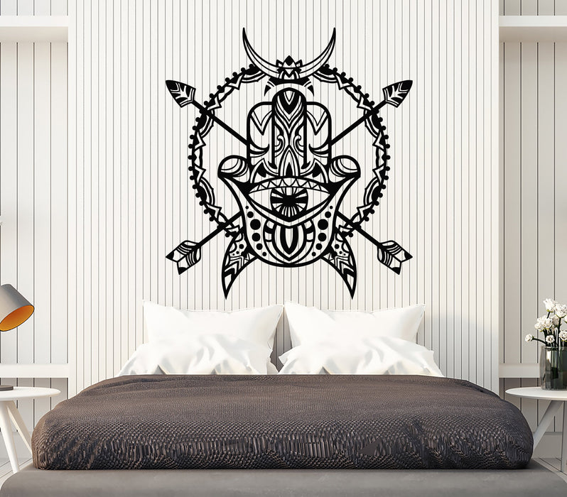 Vinyl Wall Decal Hand Of God Protective Amulet Hamsa Horn Arrows Stickers (2191ig)