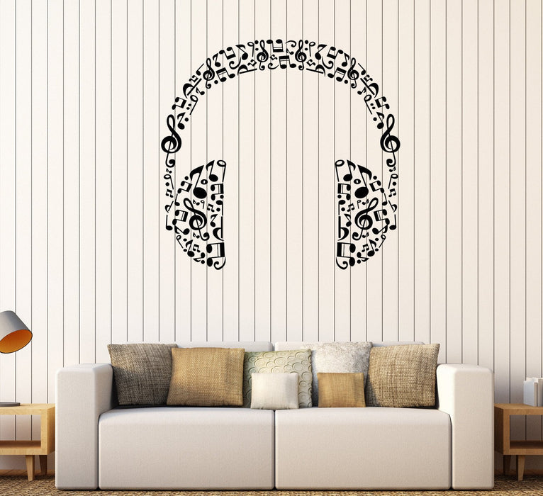 Vinyl Wall Decal Headphones Music Musical Room Art Stickers Unique Gift (426ig)