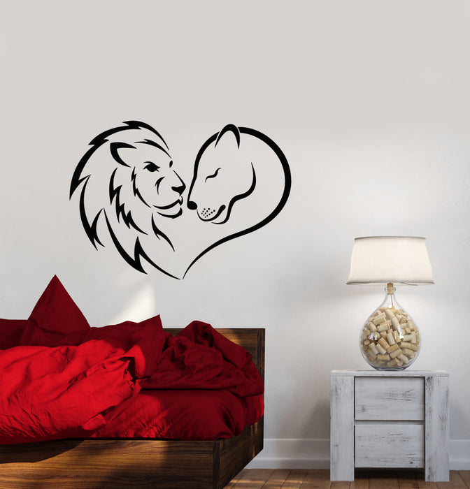 Vinyl Wall Decal Lion And Lioness Family African Animals Stickers (3615ig)