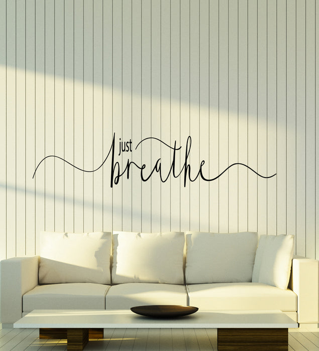 Vinyl Wall Decal Just Breathe Meditation Room Yoga Center Quote Stickers (4098ig)