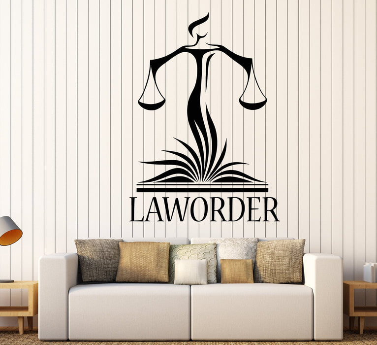 Vinyl Wall Decal Law Office Lawyer Justice Libra Court Stickers Unique Gift (1800ig)