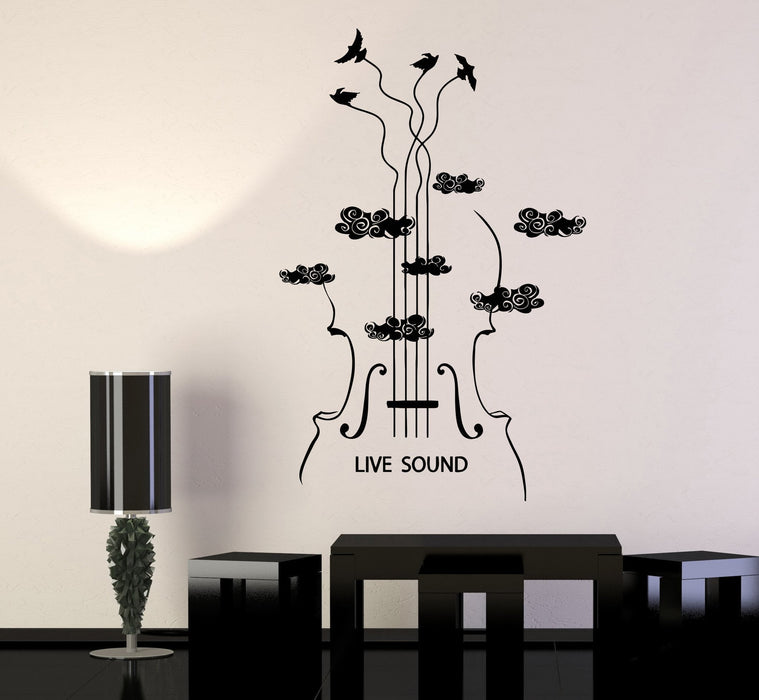 Vinyl Wall Decal Violin Musical Instrument Store Musician Birds Stickers Unique Gift (1062ig)