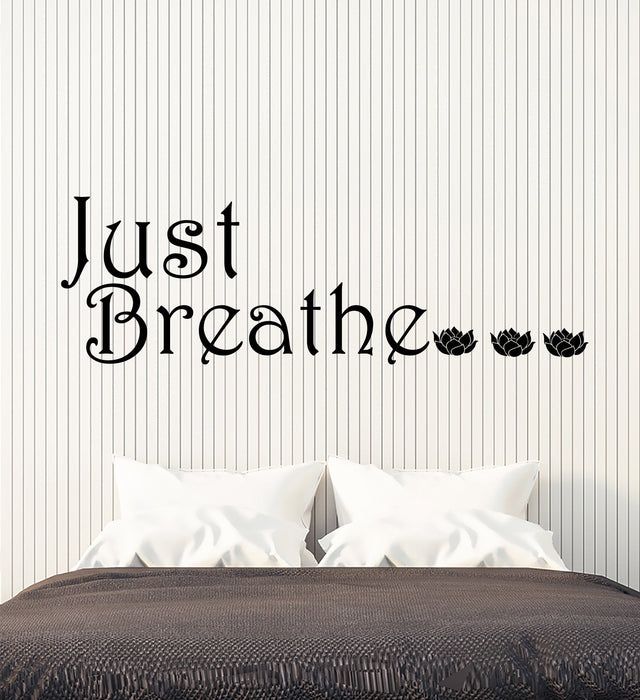 Vinyl Wall Decal Stickers Quote Words Inspiring Meditation Room Just Breathe Letters 2914ig (22.5 in x 7 in)