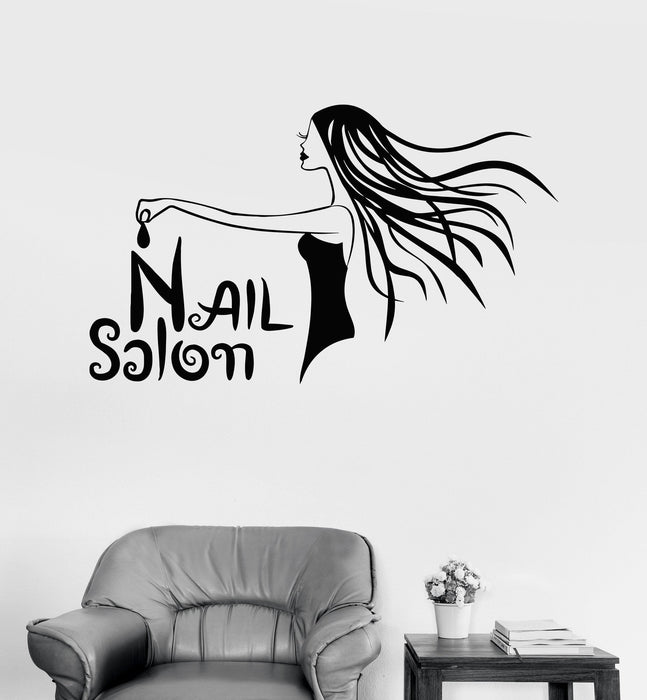 Vinyl Wall Decal Nail Salon Woman Manicure Spa Beauty Stickers Mural Unique Gift (576ig)
