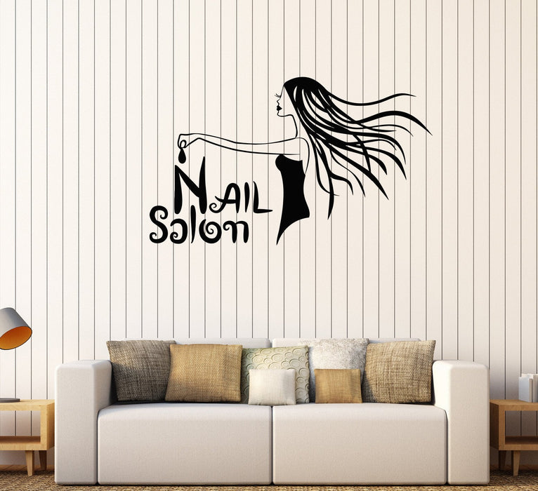 Vinyl Wall Decal Nail Salon Woman Manicure Spa Beauty Stickers Mural Unique Gift (576ig)