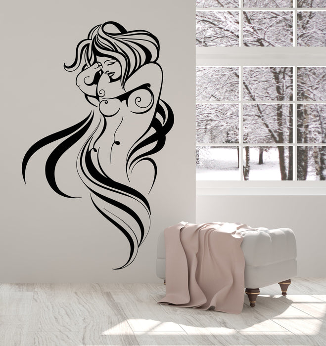 Vinyl Wall Decal Sexy Hot Naked Woman Breast Beautiful Body Stickers Unique Gift (1710ig)