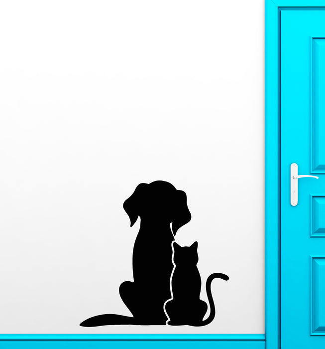 Vinyl Wall Decal Cat And Dog  Pets Veterinary Clinic Grooming Salon Stickers (3306ig)