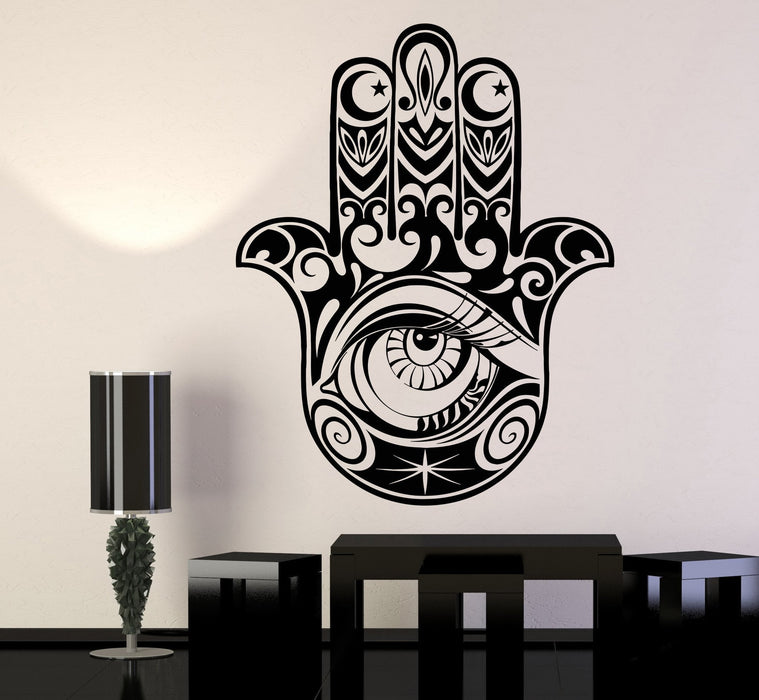 Vinyl Wall Decal Hamsa Hand of God Protective Amulet Beautiful Eye Stickers Unique Gift (1158ig)