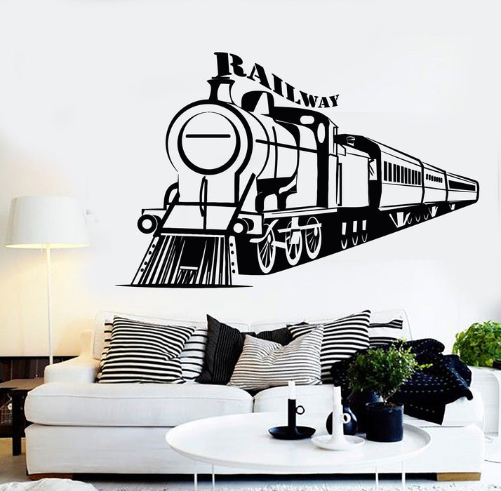 Vinyl Wall Decal Railway Train Boy Room Kids Art Stickers Mural Unique Gift (367ig)