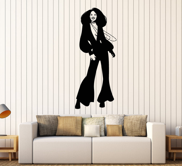 Vinyl Wall Decal Disco Retro Girl African Black Woman Stickers (2508ig)