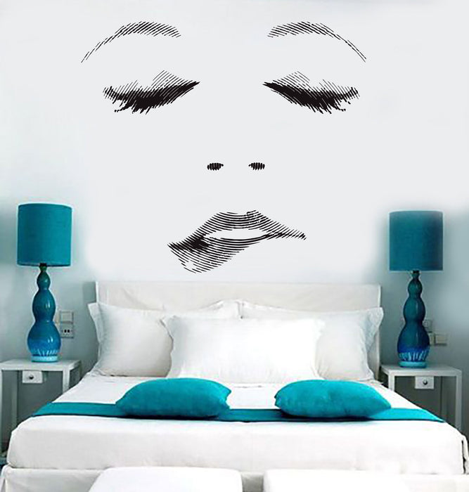 Vinyl Wall Decal Sexy Beauty Salon Woman Face Eyelashes Lips Stickers Unique Gift (ig4709)