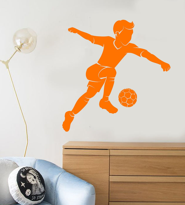 Vinyl Wall Decal Soccer Player Boy Ball Children's Room Sport Stickers Unique Gift (2072ig)