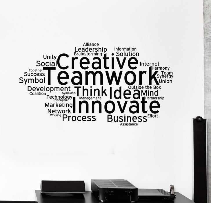 Vinyl Wall Decal Teamwork Quote Cloud Words Office Decoration Stickers Unique Gift (ig4358)