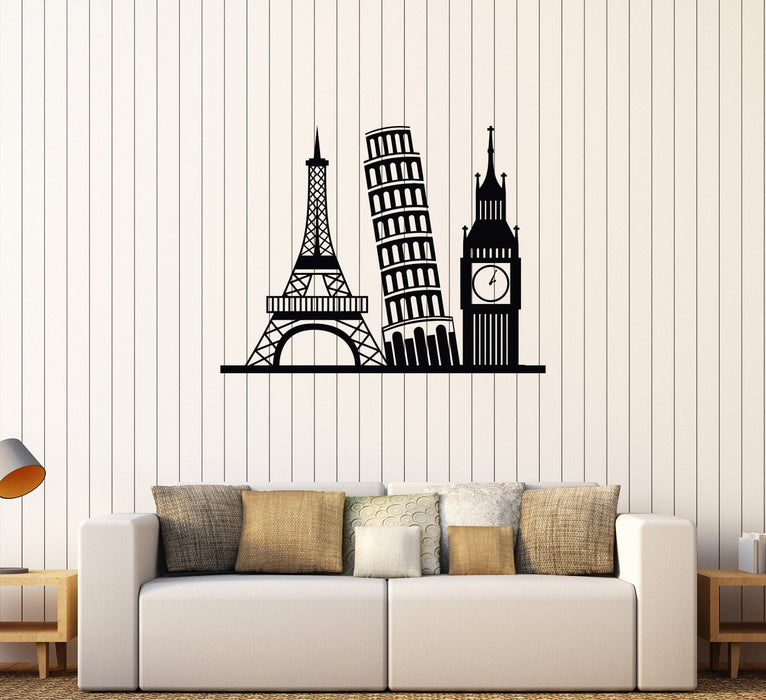 Vinyl Wall Decal Eurotrip Europe Travel Attractions Stickers Unique Gift (560ig)