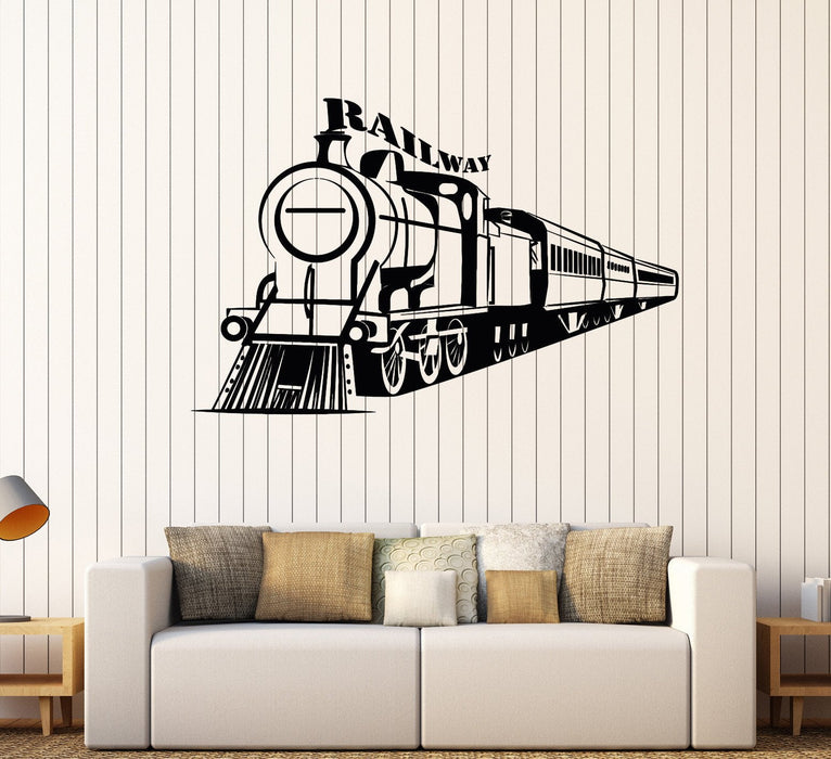 Vinyl Wall Decal Railway Train Boy Room Kids Art Stickers Mural Unique Gift (367ig)