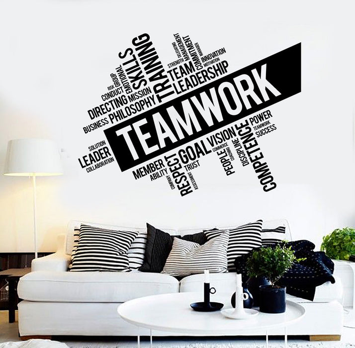 Office Teamwork Vinyl Wall Decal Word Quote Cloud Success Decor Worker Stickers Unique Gift (ig4152)