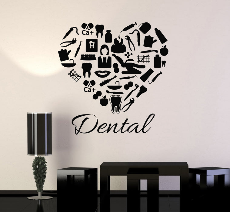 Vinyl Wall Decal Dental Clinic Heart Dentist Dentistry Stickers Mural Unique Gift (ig4567)
