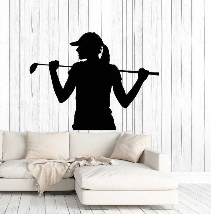 Vinyl Wall Decal Golf Player Silhouette Girl Golfer Sports Stickers Murals Unique Gift (ig4851)