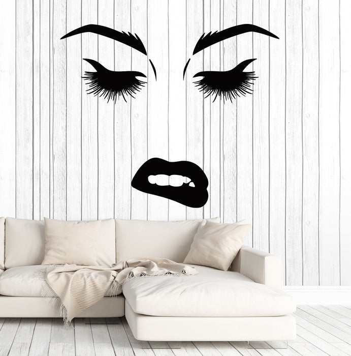 Vinyl Wall Decal Beauty Woman Face Eyes Lips Lashes Stickers Murals Unique Gift (ig4690)