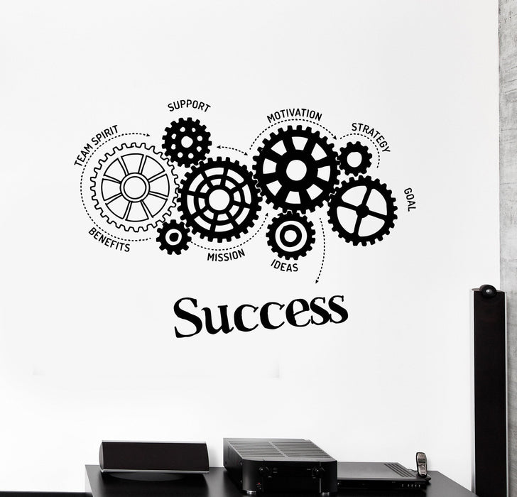 Vinyl Wall Decal Success Words Gears Office Quote Motivation Stickers Unique Gift (ig4481)