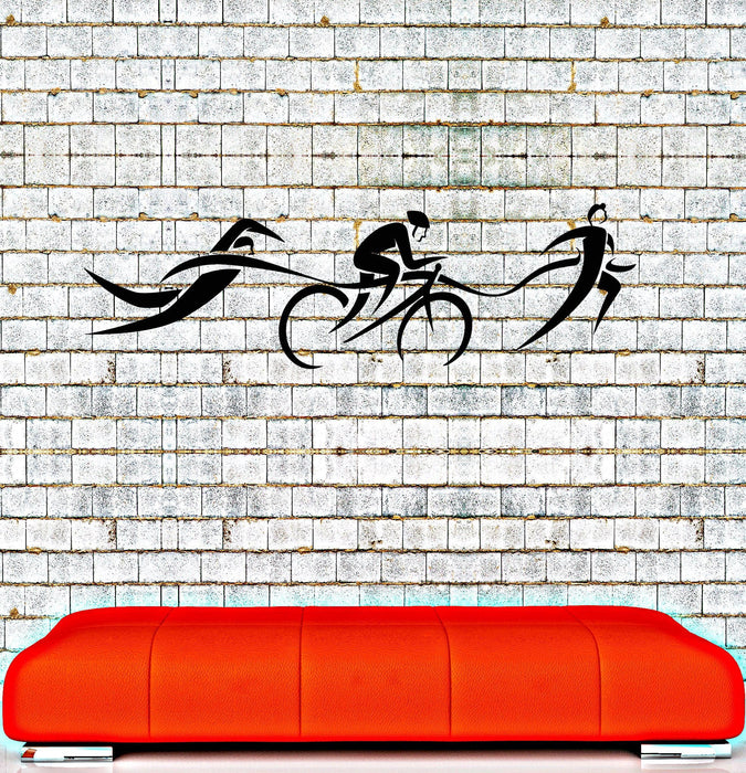 Vinyl Wall Decal Triathlon Swimming Cycling Running Stickers Unique Gift (ig4217)