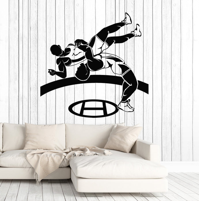 Vinyl Wall Decal Wrestling Combat Sport Wrestlers Sports Stickers Unique Gift (ig4860)