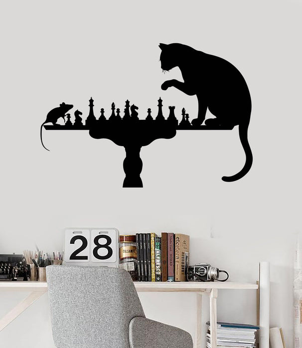 Home Decoration Wall Vinyl Decal Funny Chess Cat Mouse Art Stickers Unique Gift (ig3108)