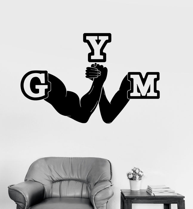 Vinyl Wall Decal Gym Arm Wrestling Arm Fitness Sports Decor Stickers Unique Gift (ig3550)