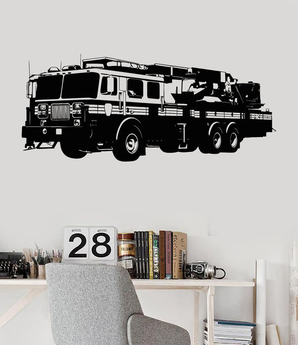 Vinyl Wall Decal Fire Truck Engine Firetruck Boys Room Stickers Mural Unique Gift (ig2812)