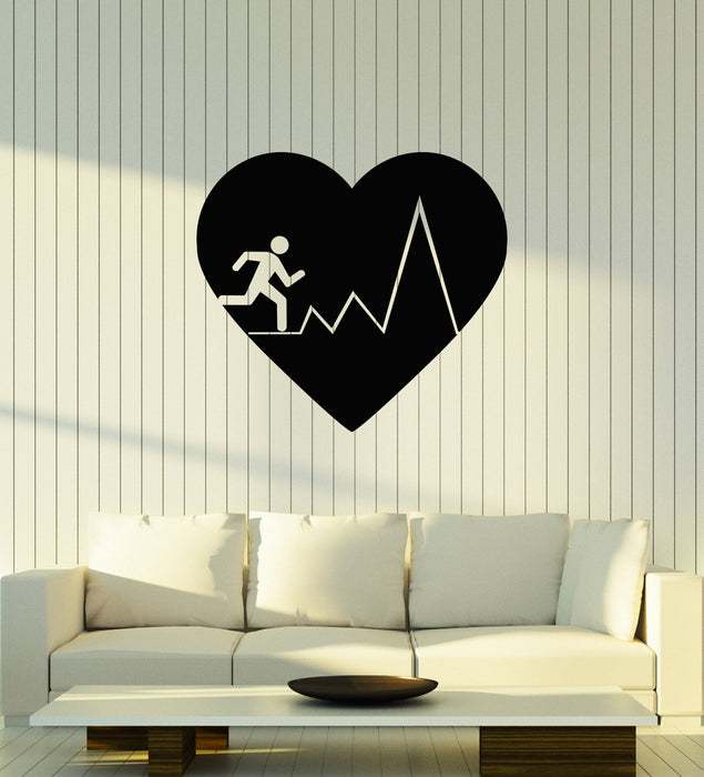 Vinyl Wall Decal Running Sports Gym Fitness Heart Pulse Heartbeat Run Cardio Stickers (4403ig)