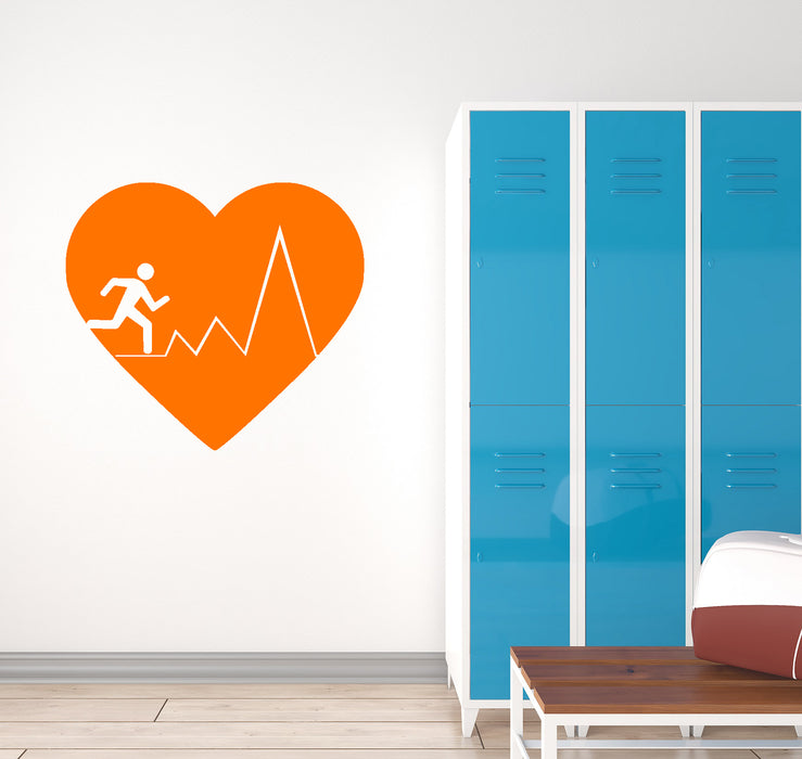 Vinyl Wall Decal Running Sports Gym Fitness Heart Pulse Heartbeat Run Cardio Stickers (4403ig)