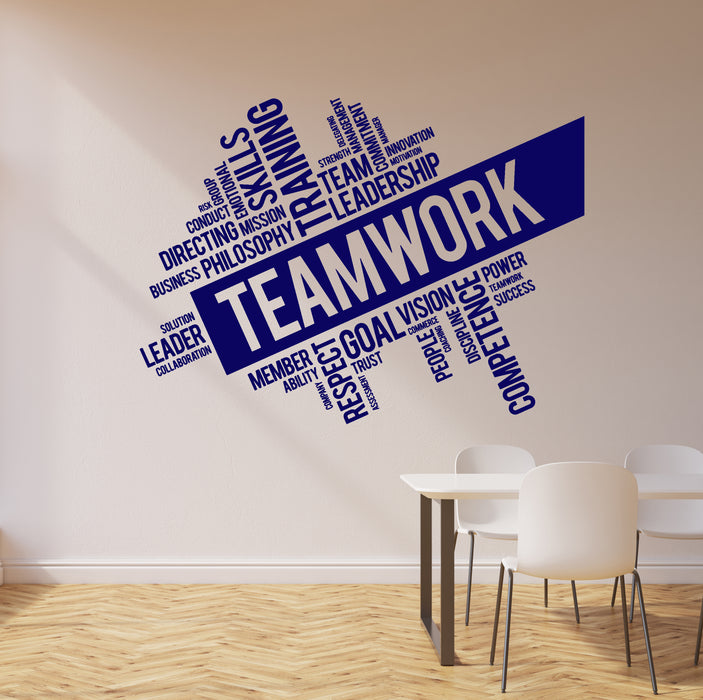 Office Teamwork Vinyl Wall Decal Word Quote Cloud Success Decor Worker Stickers Unique Gift (ig4152)