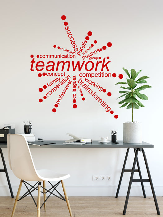 Vinyl Wall Decal Teamwork Words Office Quote Decor Business Stickers Unique Gift (ig4342)