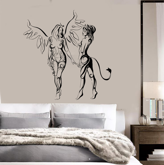 Wall Stickers Vinyl Decal Hot Sexy Girls Angel And Demon Bedroom Decor Unique Gift (z1934)