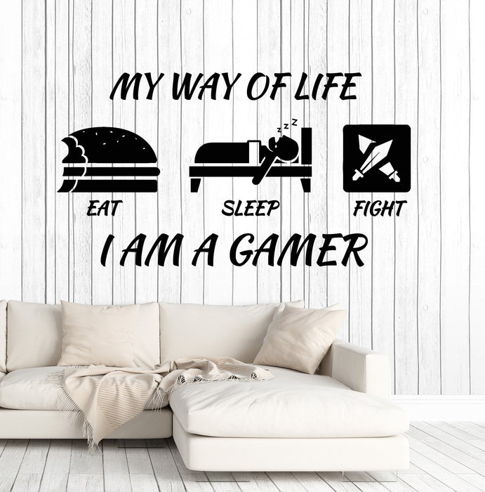 Vinyl Wall Decal Gamer Lifestyle Quote Gaming Play Video Games Stuff Room Stickers Mural Unique Gift (ig5050)