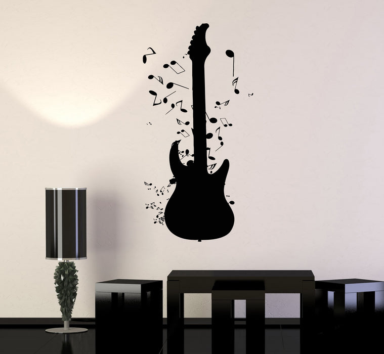 Wall Stickers Vinyl Decal Guitar Notes Rock`n`Roll Music Unique Gift (z1763)