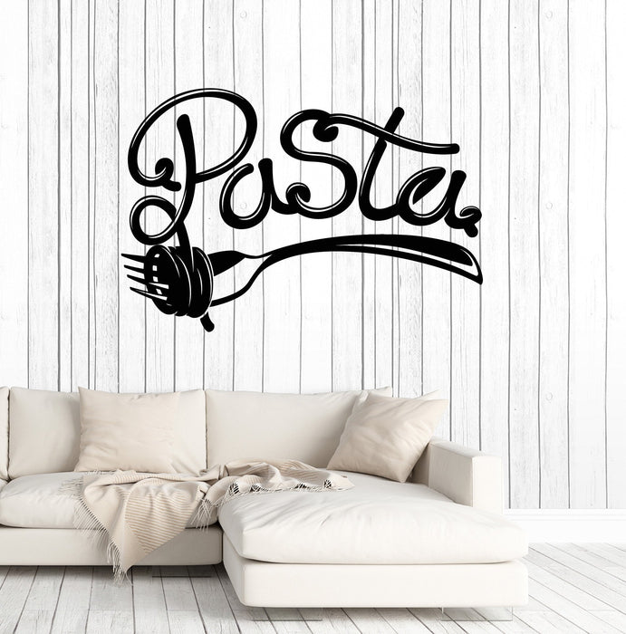 Vinyl Wall Decal Pasta Lettering Fork Italian Food Restaurant Italia Art Stickers Mural Unique Gift (ig5056)