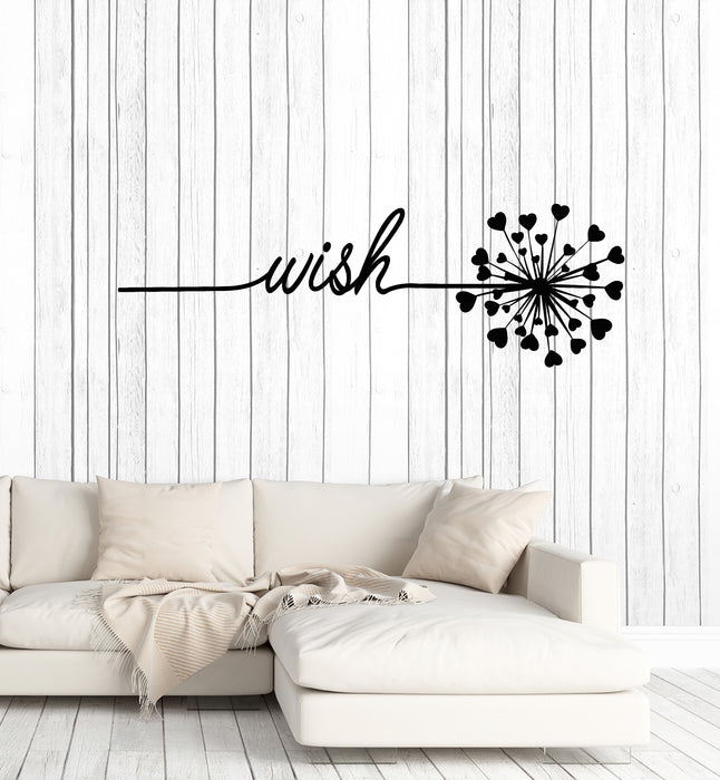Vinyl Wall Decal Dandelion Hearts Wish Dreams Bedroom Art Stickers Mural (g5973)