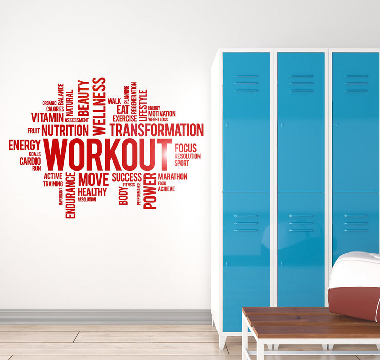 Vinyl Wall Decal Workout Wellness Health Gym Fitness Center Sport Motivational Words Stickers Mural (ig6249)