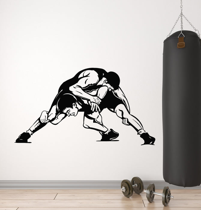 Vinyl Wall Decal Wrestling Martial Arts Wrestlers Fighting Club Fighters Sport Stickers Mural (g720)