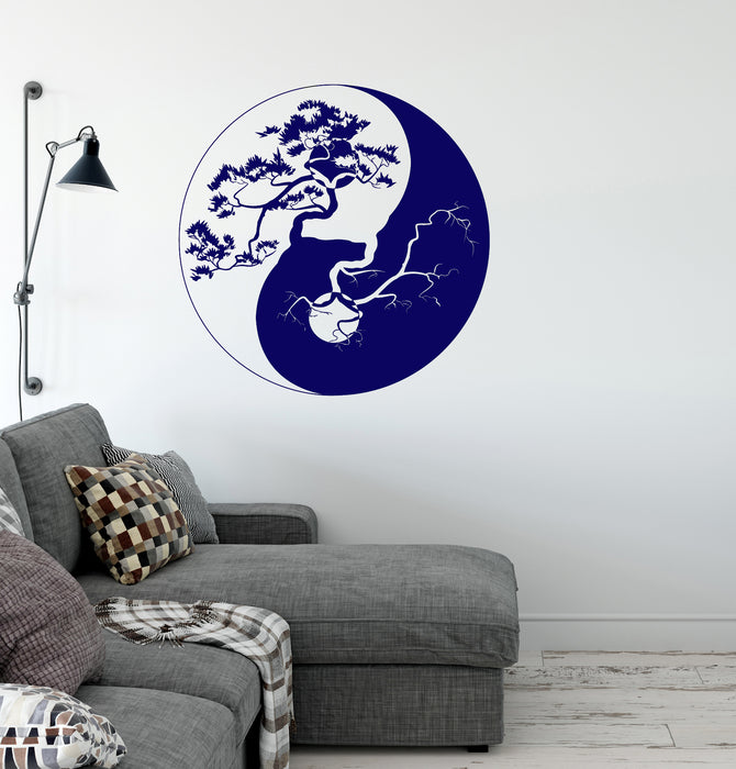 Vinyl Wall Decal Yin Yang Tree Zen Asian Style Stickers Mural Unique Gift (ig3676)