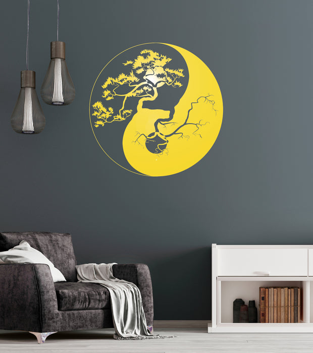 Vinyl Wall Decal Yin Yang Tree Zen Asian Style Stickers Mural Unique Gift (ig3676)