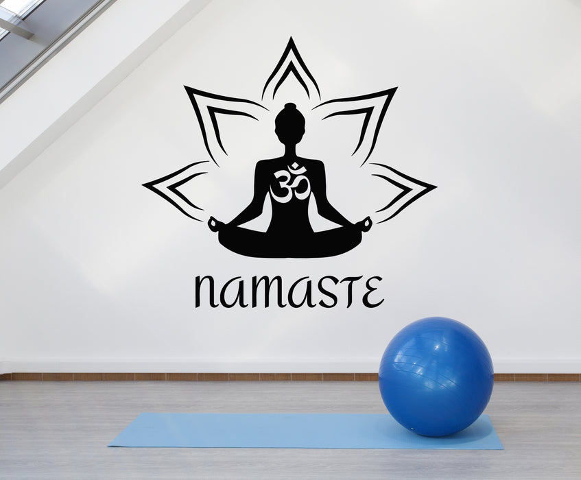 Vinyl Wall Decal Namaste Buddha Yoga Lotus Pose Meditation Stickers Mural (g2633)