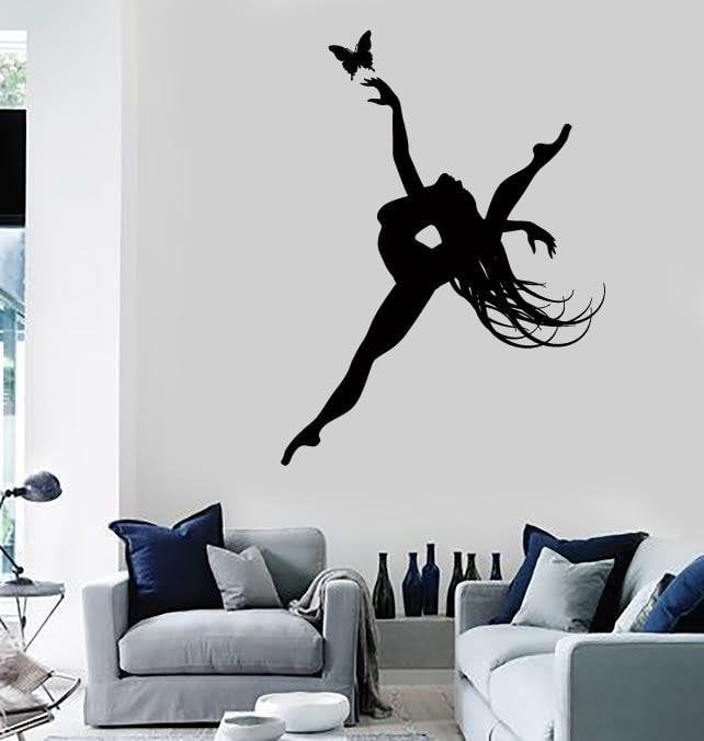 Vinyl Decal Wall Stickers Singer Dance Dancing Girl And Butterfly Living Room (z1650)